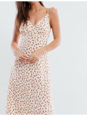 BCBGeneration NWT Floral Spaghetti Strap Surplice Midi Dress Small (A8)